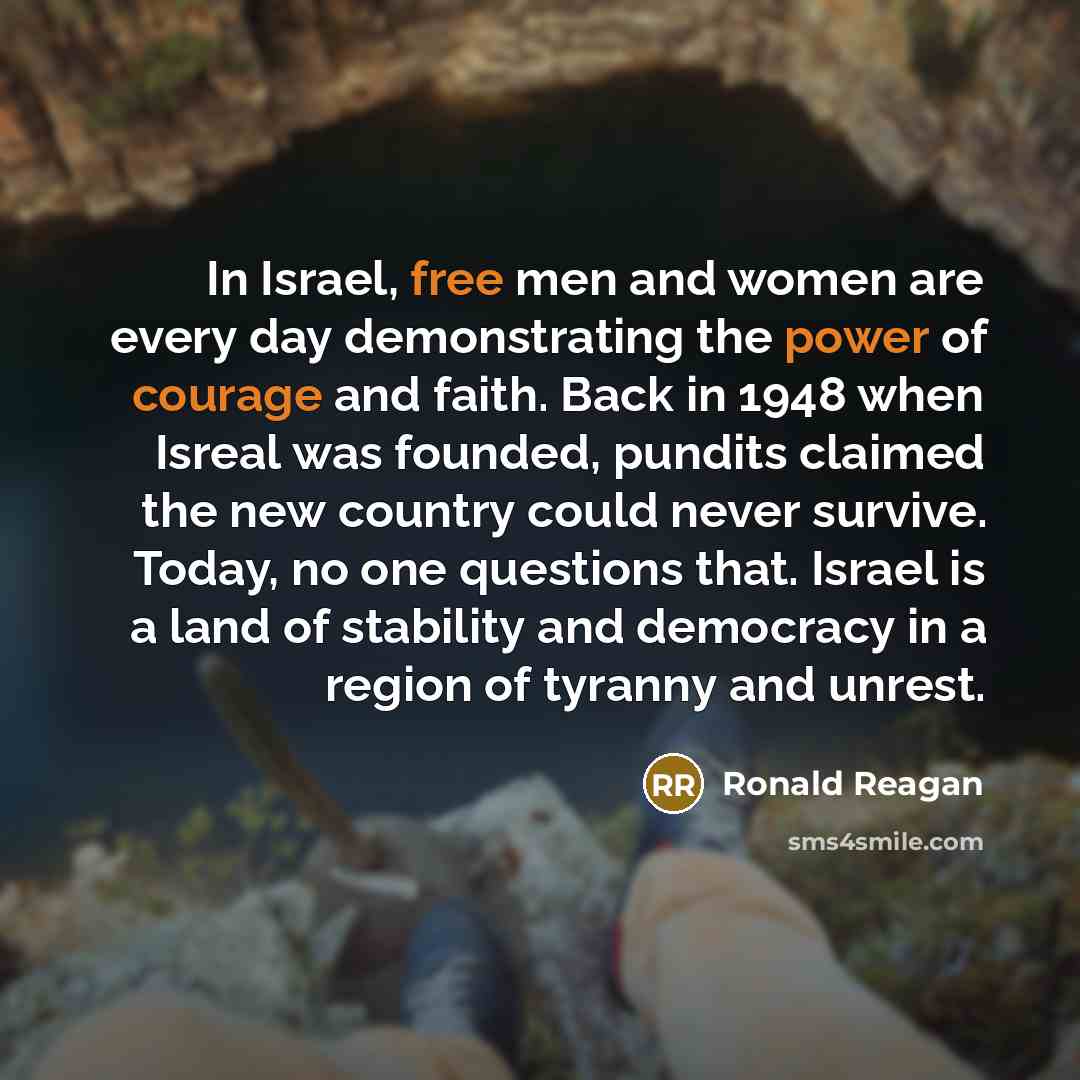 “In Israel, free men and women are every day demonstrating…” quote by Ronald Reagan