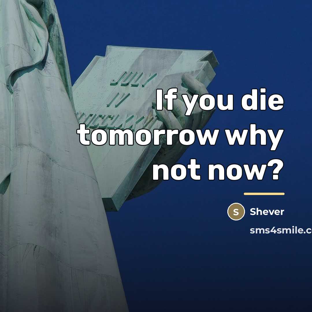 “If you die tomorrow why not now?…” quote by Shever
