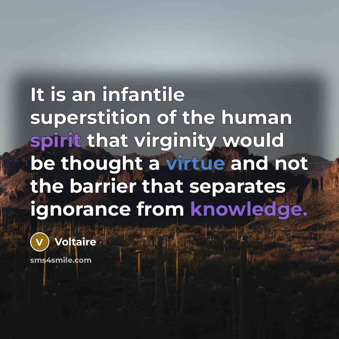 “It is an infantile superstition of the human spirit that…” quote by Voltaire
