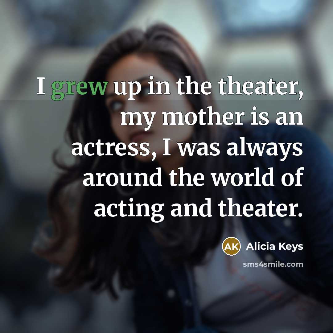 “I grew up in the theater, my mother is an…” quote by Alicia Keys