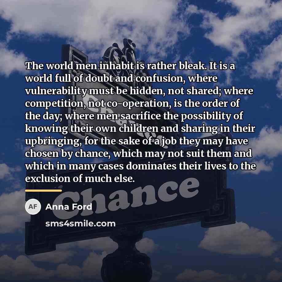 “The world men inhabit is rather bleak. It is a…” quote by Anna Ford