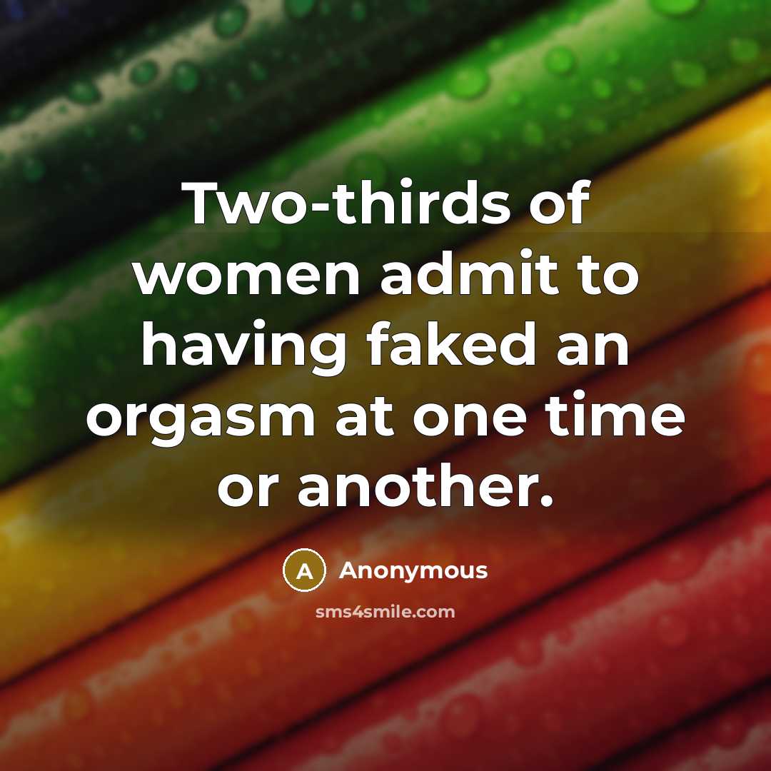 “Two-thirds of women admit to having faked an orgasm at…” quote by Anonymous