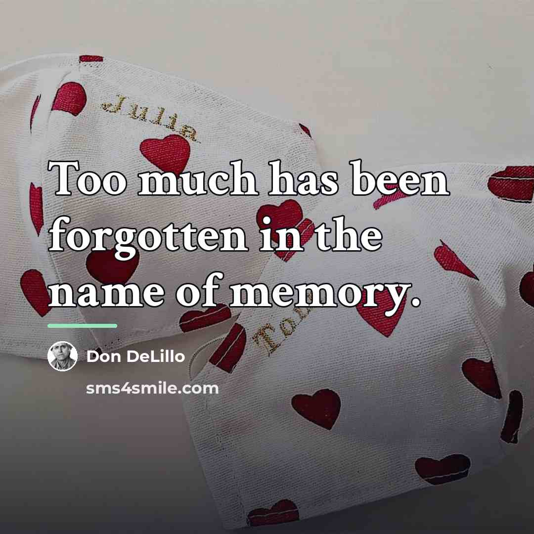 “Too much has been forgotten in the name of memory.…” quote by Don DeLillo
