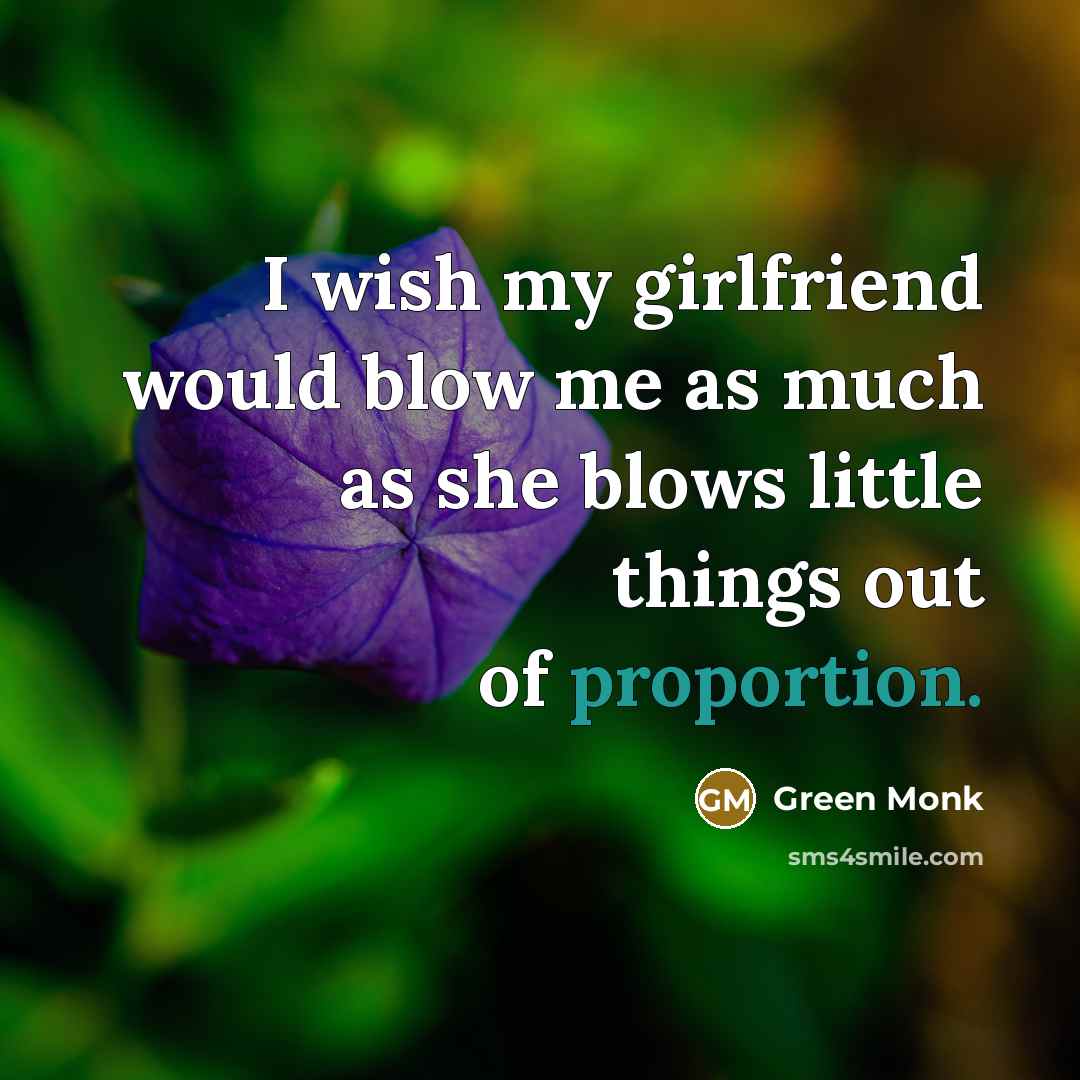 “I wish my girlfriend would blow me as much as…” quote by Green Monk