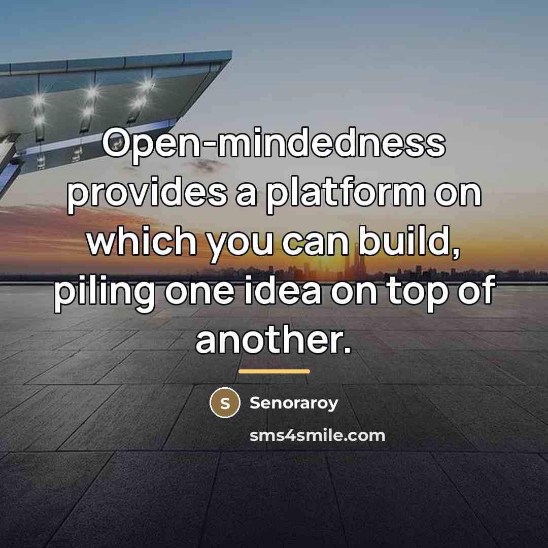 “Open-mindedness provides a platform on which you can build, piling…” quote by Senoraroy