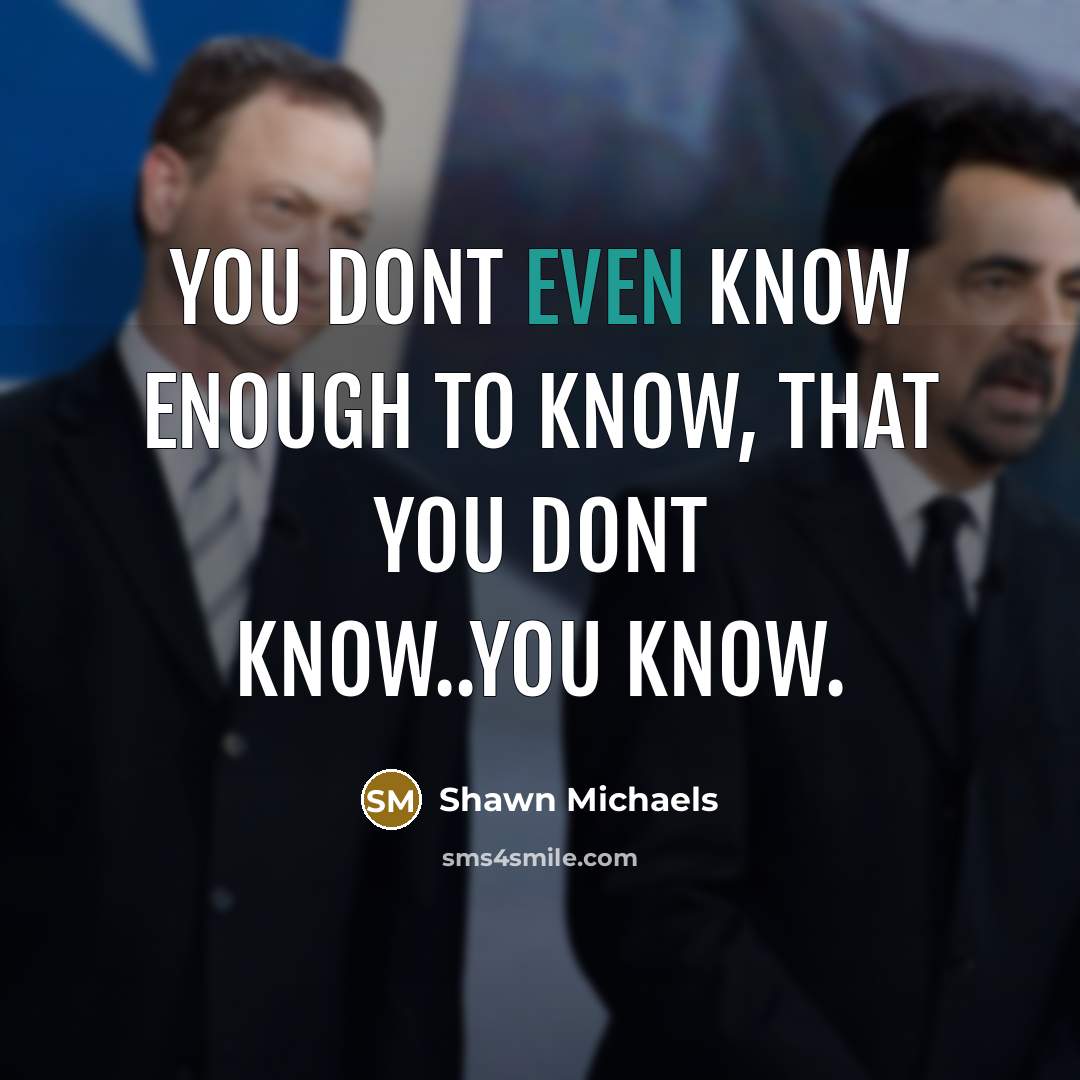 “You dont even know enough to know, that you dont know..you know.” quote by Shawn Michaels