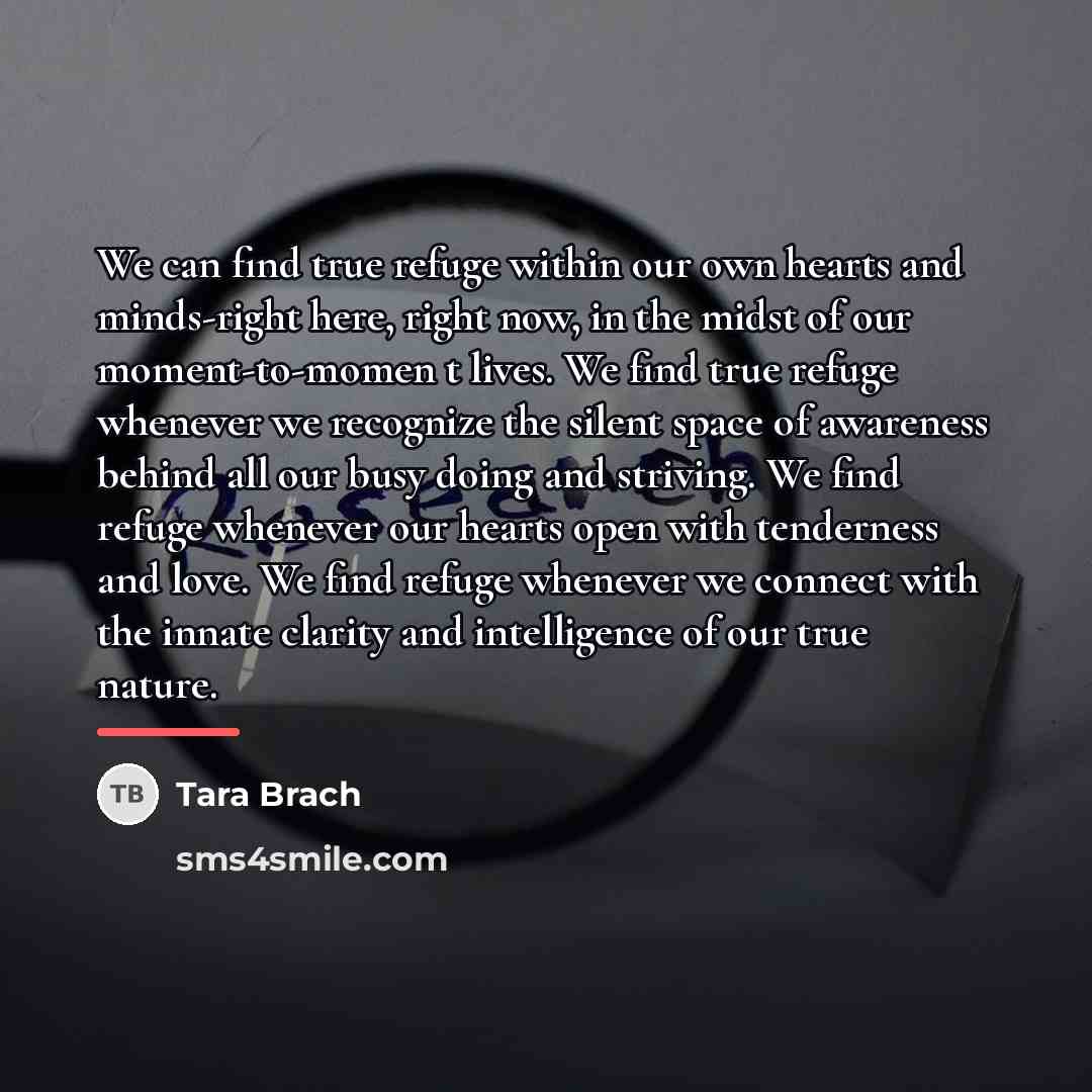 “We can find true refuge within our own hearts and…” quote by Tara Brach