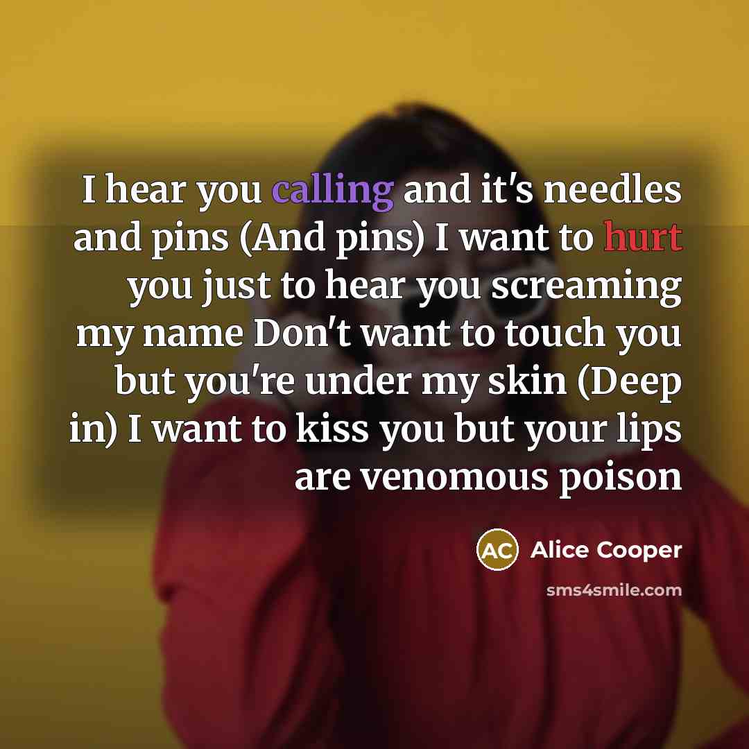 “I hear you calling and it's needles and pins (And…” quote by Alice Cooper