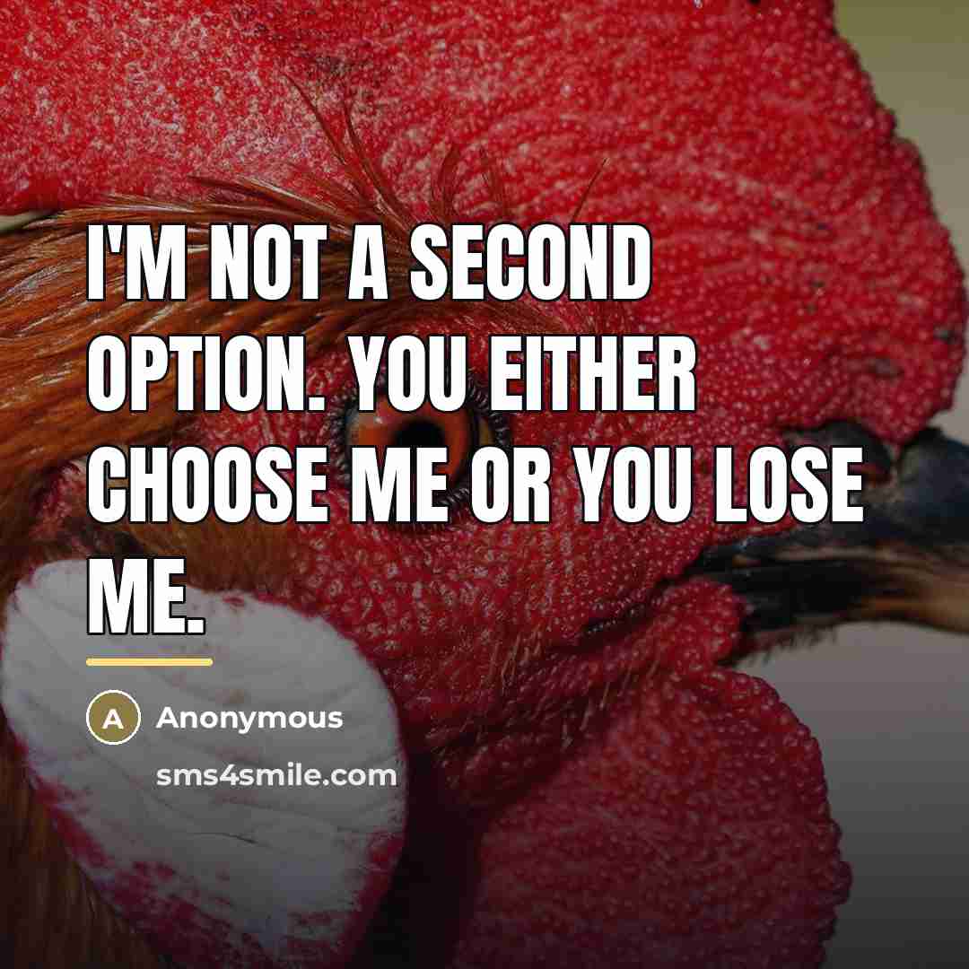 “I'm not a second option. You either choose me or…” quote by Anonymous