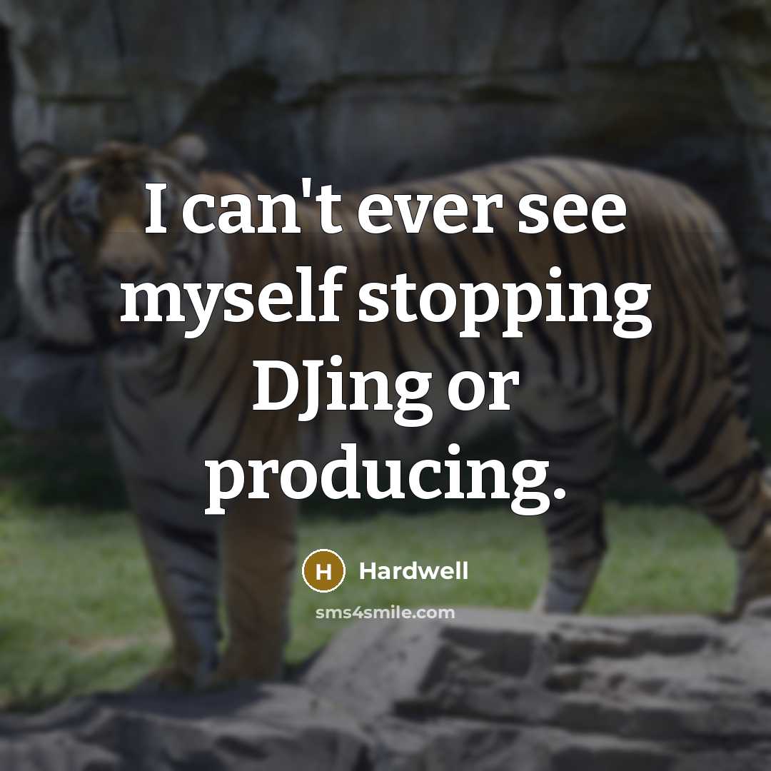 “I can't ever see myself stopping DJing or producing.…” quote by Hardwell