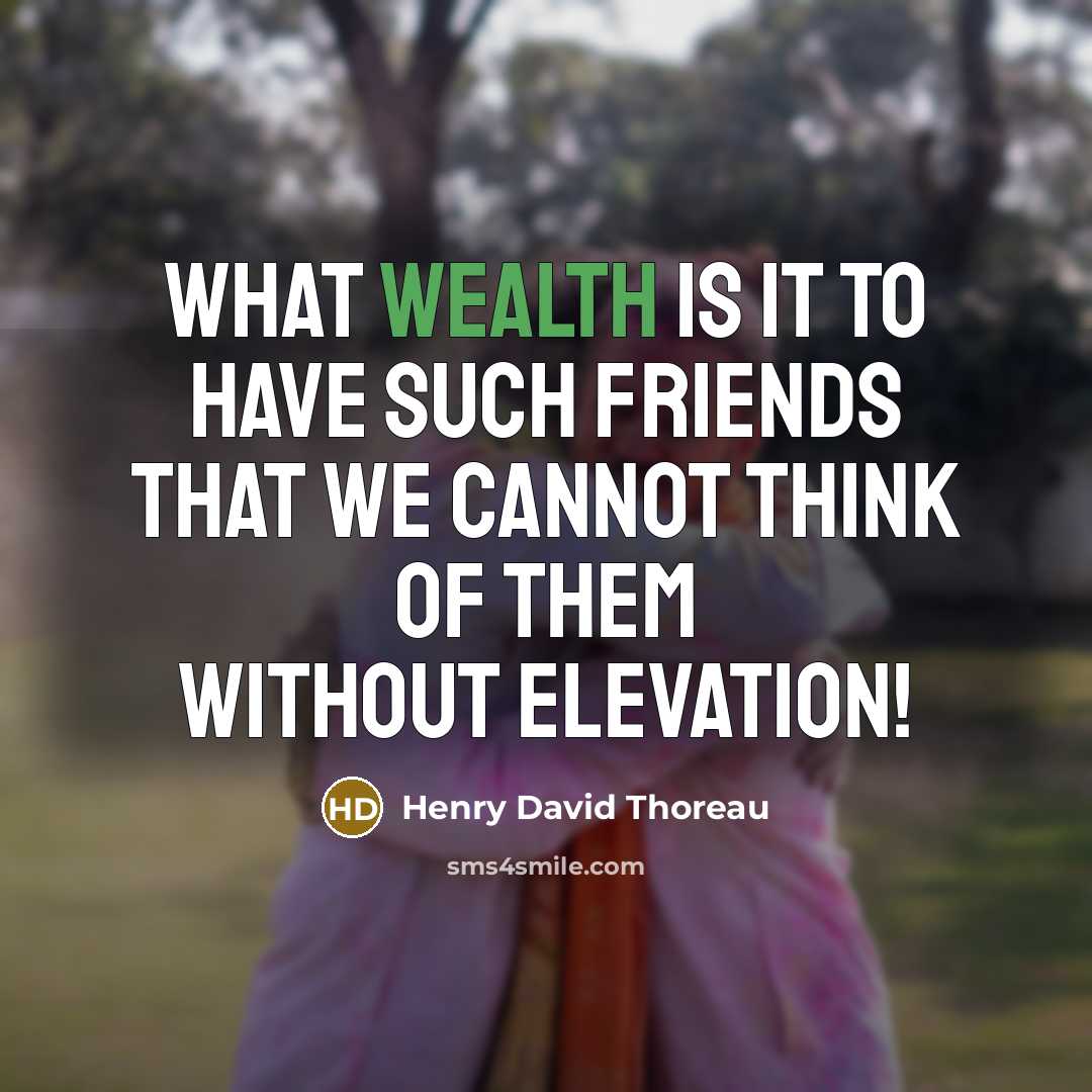 “What wealth is it to have such friends that we…” quote by Henry David Thoreau