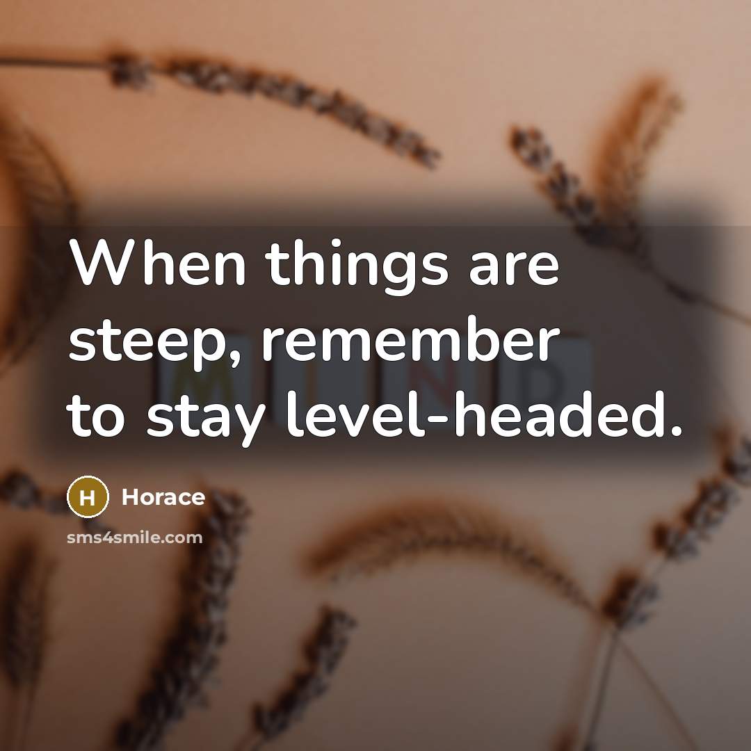 “When things are steep, remember to stay level-headed.” quote by Horace