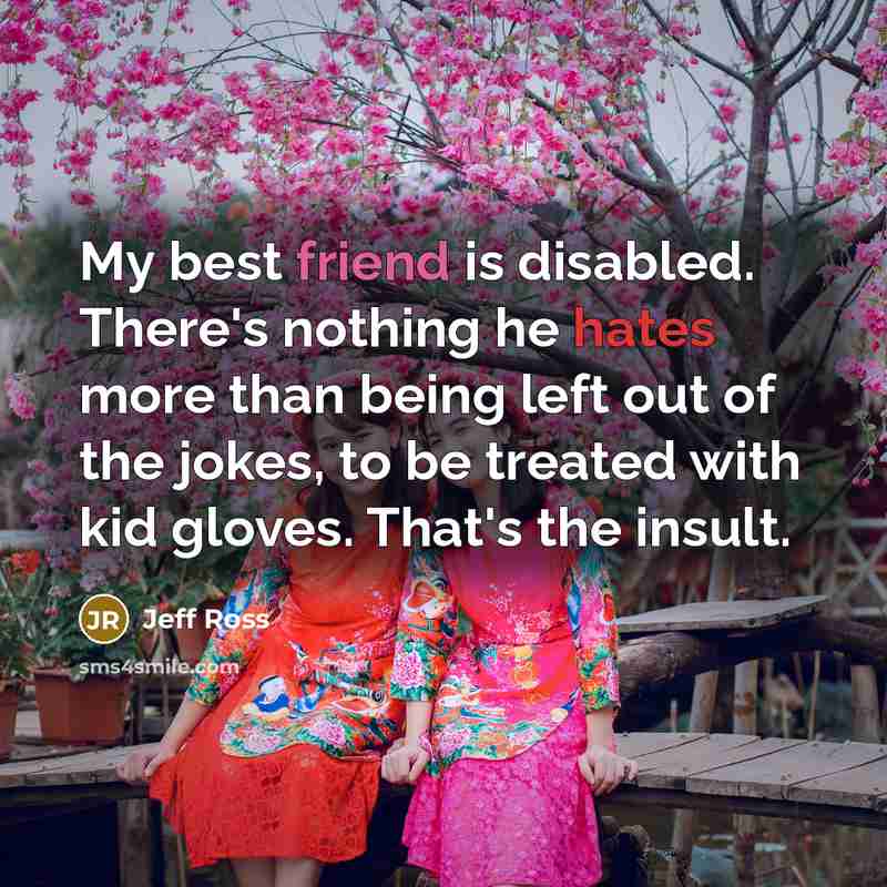 “My best friend is disabled. There's nothing he hates more…” quote by Jeff Ross