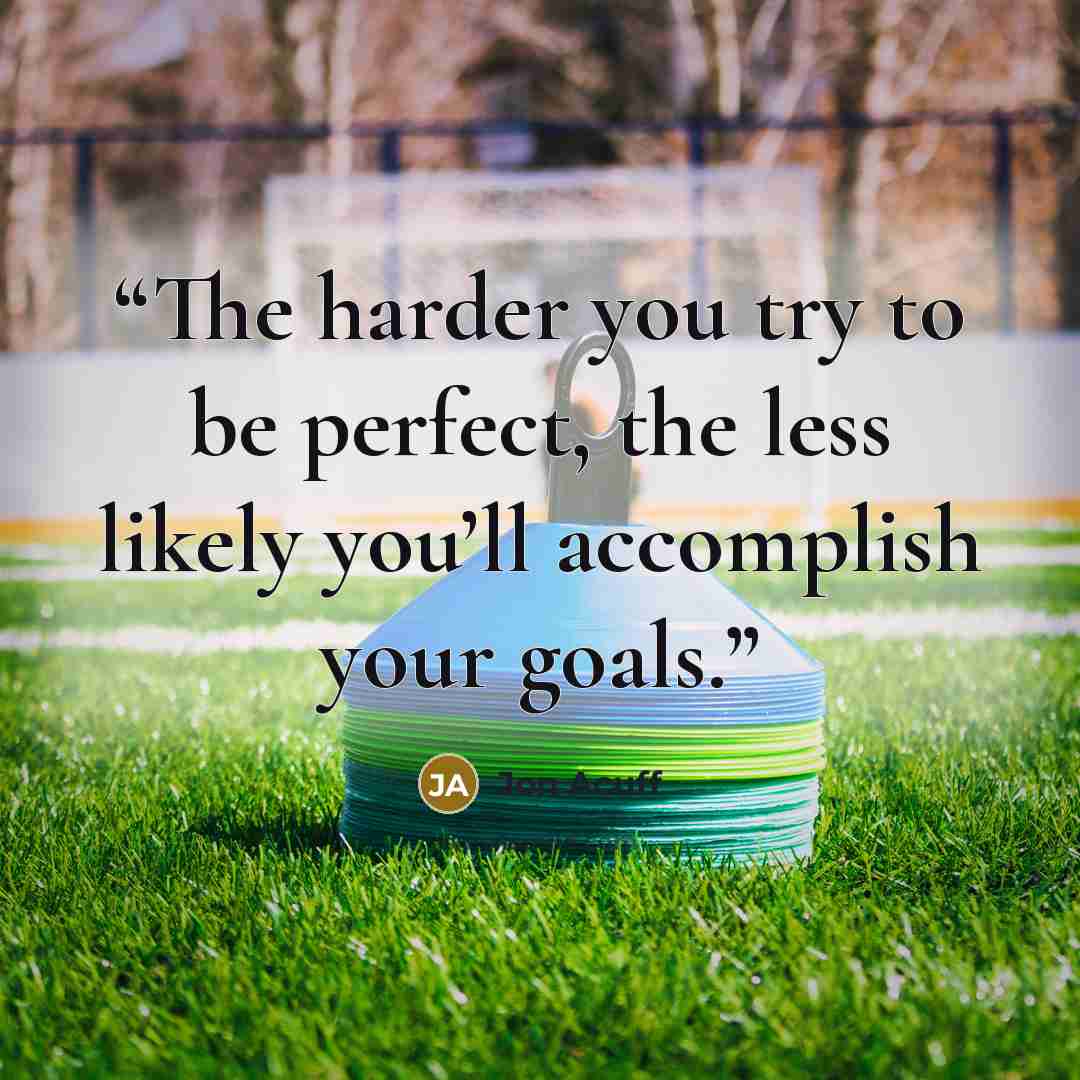 “The harder you try to be perfect, the less likely you’ll accomplish your goals.” quote by Jon Acuff