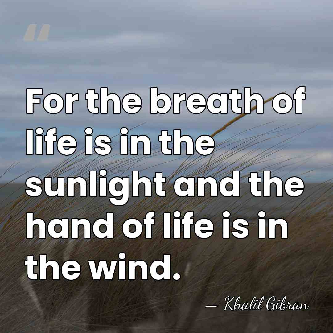 For the breath of life is in the sunlight and the hand&hellip; - Khalil Gibran