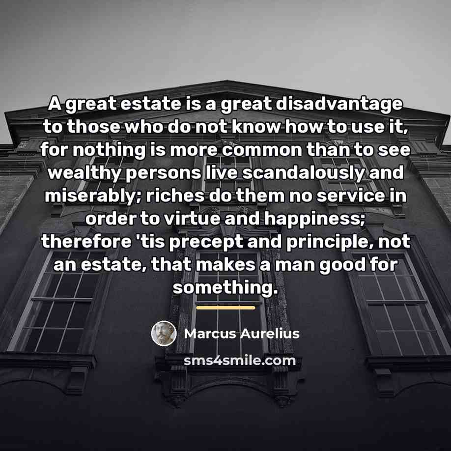 “A great estate is a great disadvantage to those who…” quote by Marcus Aurelius