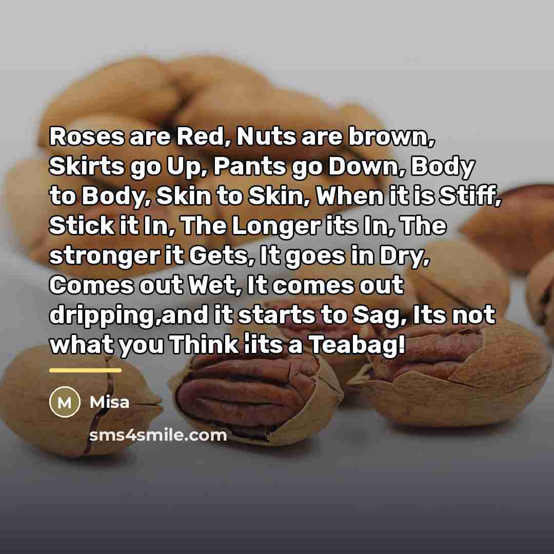 “Roses are Red, Nuts are brown, Skirts go Up, Pants…” quote by Misa
