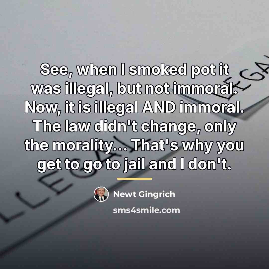 “See, when I smoked pot it was illegal, but not…” quote by Newt Gingrich