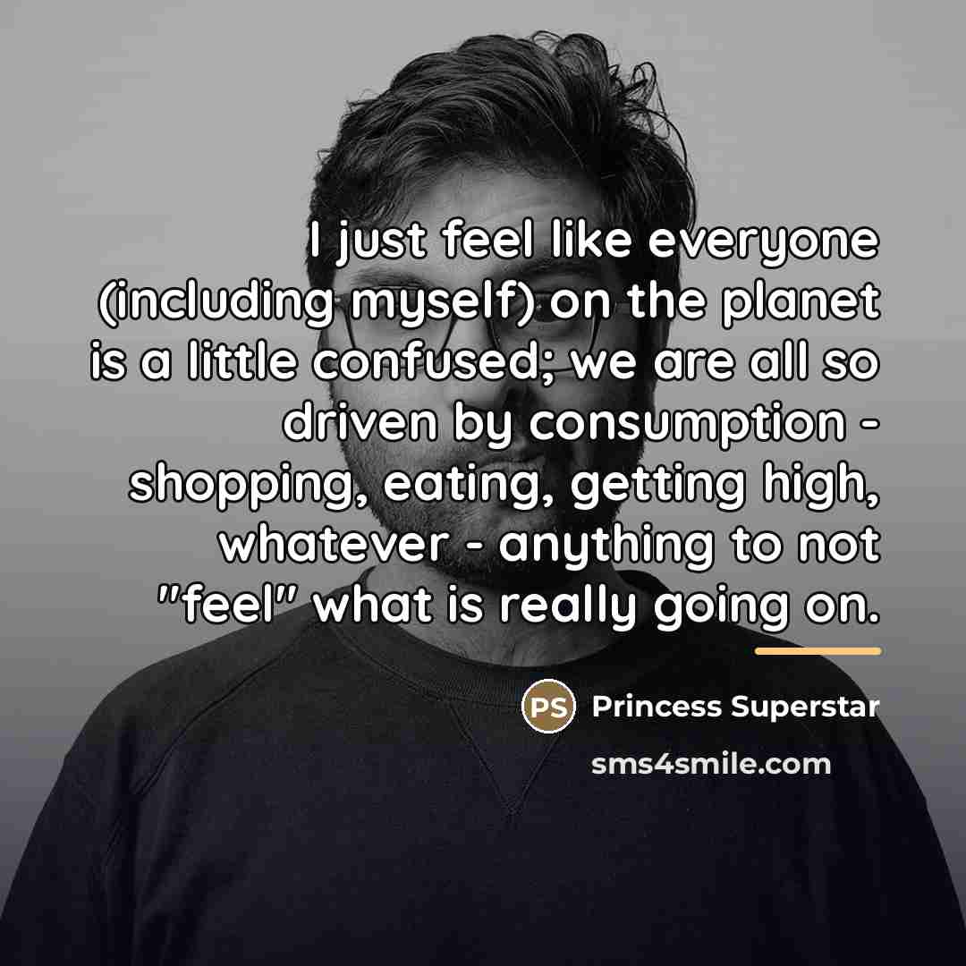 “I just feel like everyone (including myself) on the planet…” quote by Princess Superstar