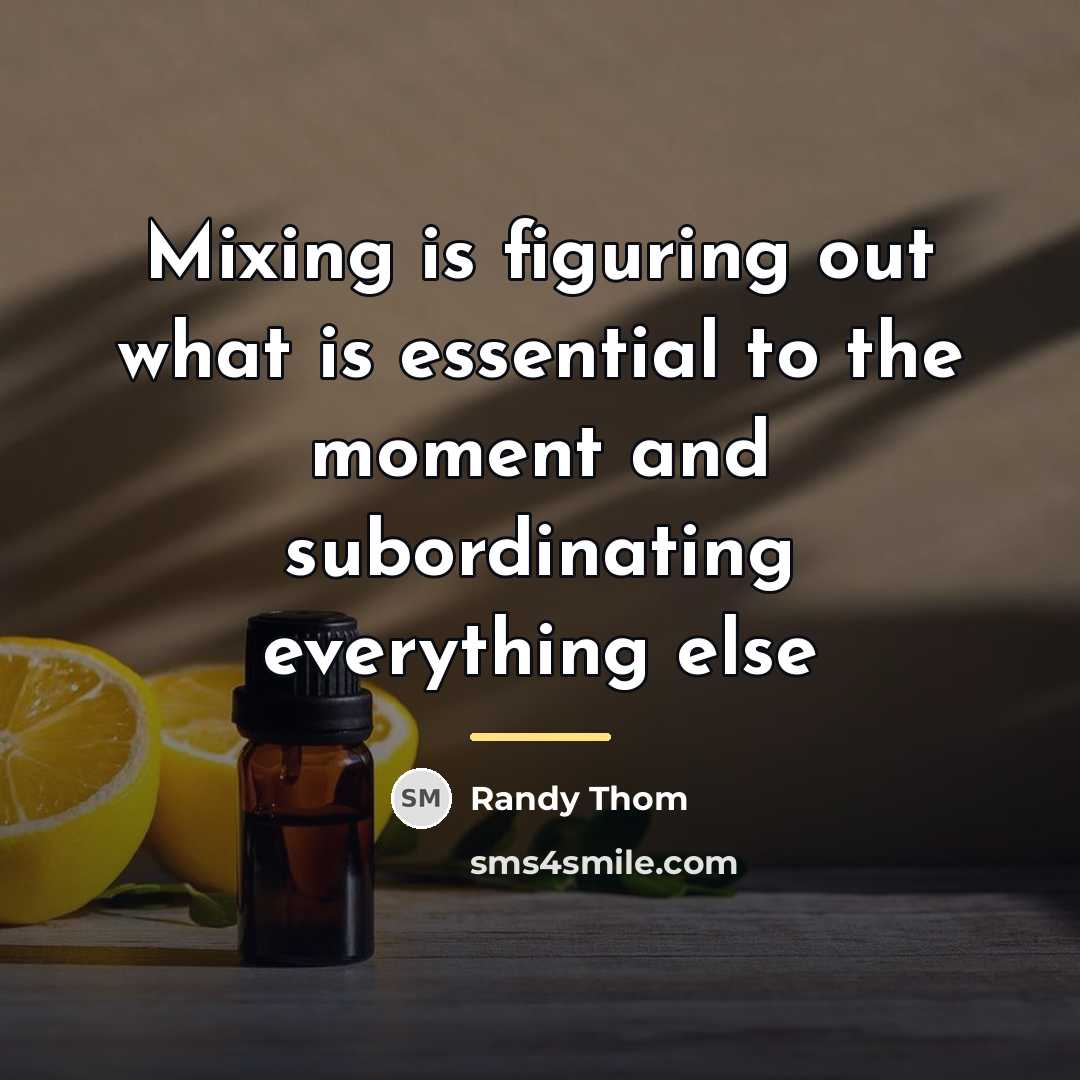 “Mixing is figuring out what is essential to the moment…” quote by Randy Thom
