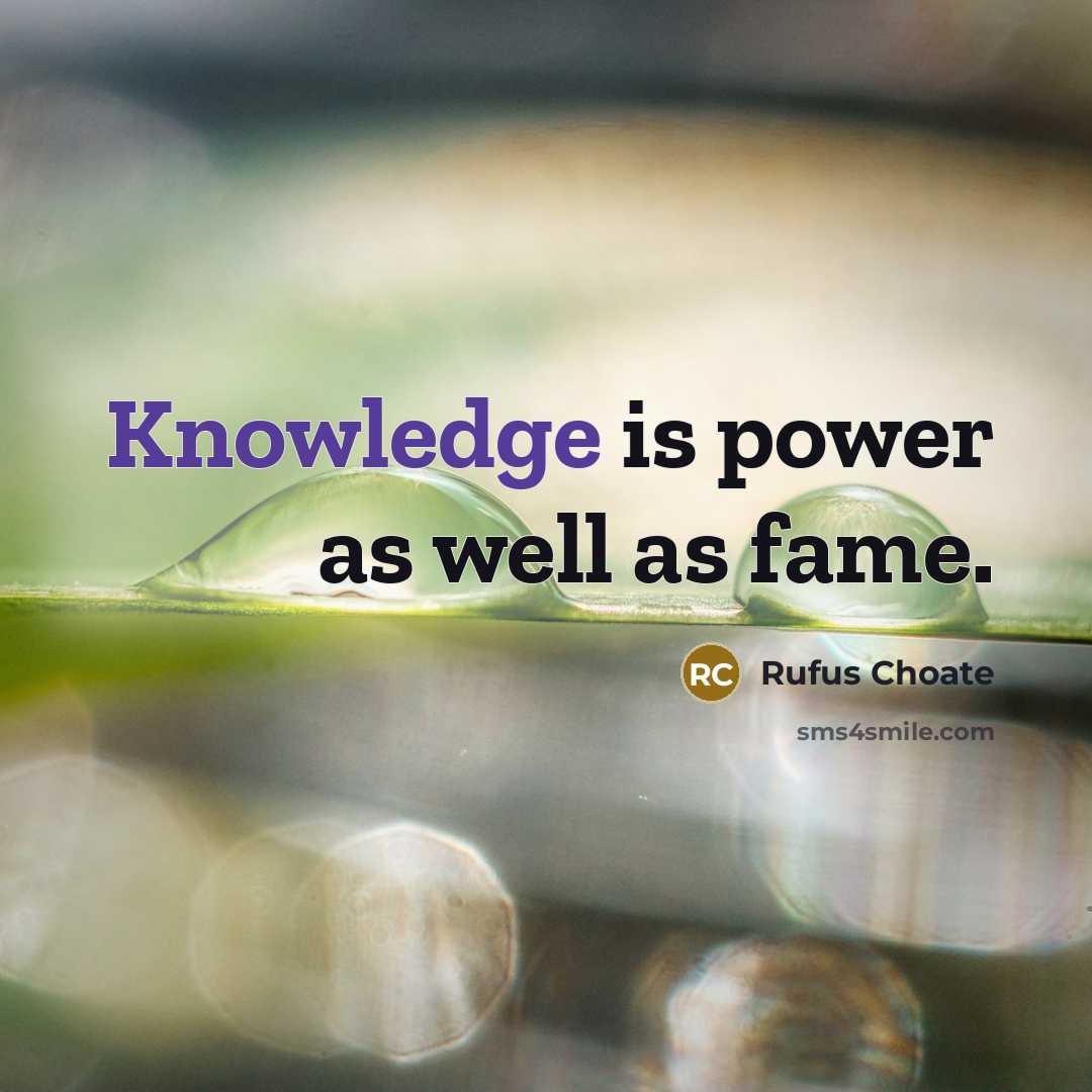 “Knowledge is power as well as fame.…” quote by Rufus Choate