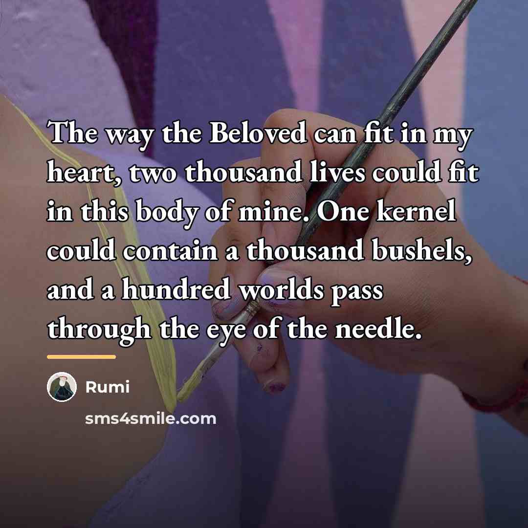 “The way the Beloved can fit in my heart, two…” quote by Rumi