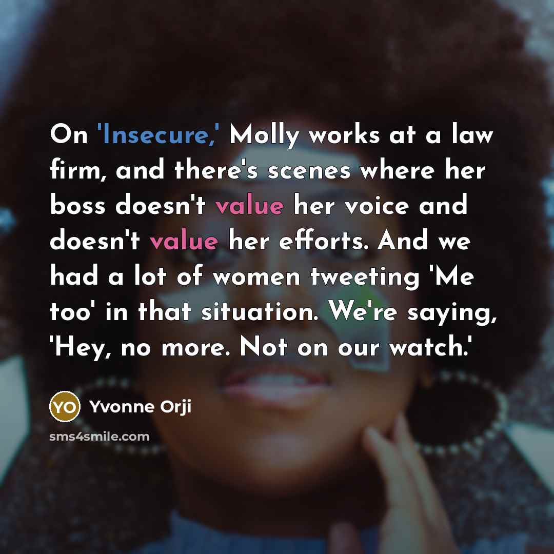 “On 'Insecure,' Molly works at a law firm, and there's…” quote by Yvonne Orji