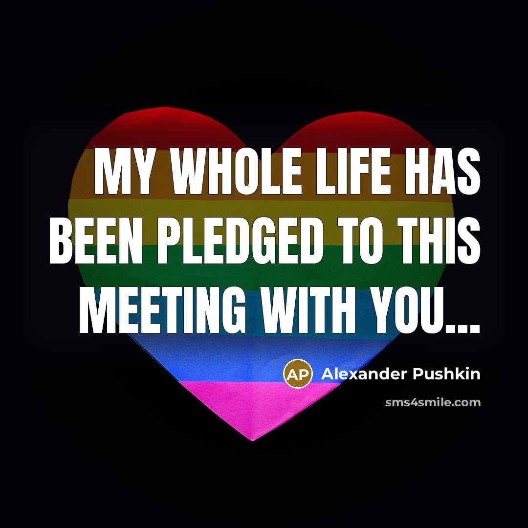 “My whole life has been pledged to this meeting with…” quote by Alexander Pushkin