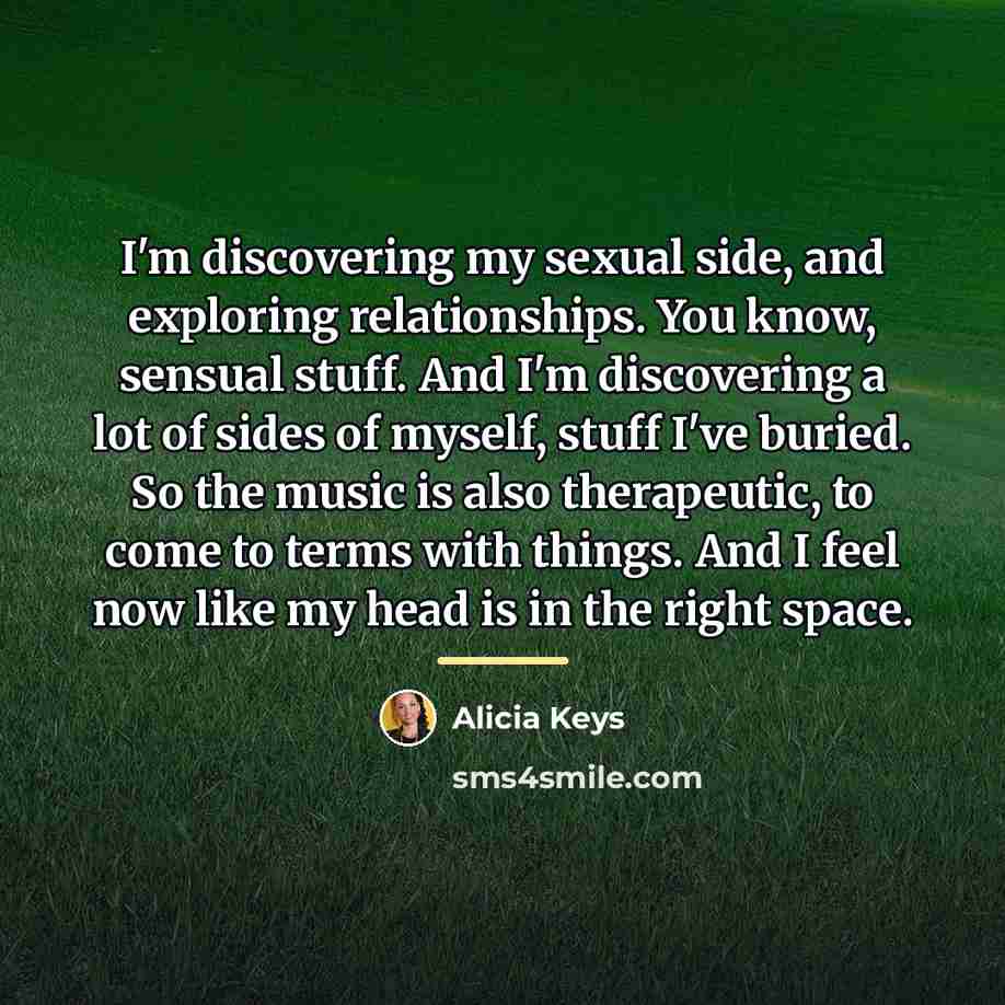 “I'm discovering my sexual side, and exploring relationships. You know,…” quote by Alicia Keys