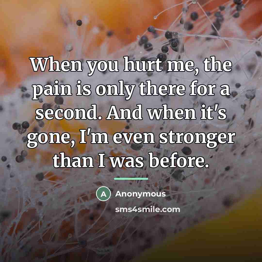 “When you hurt me, the pain is only there for…” quote by Anonymous