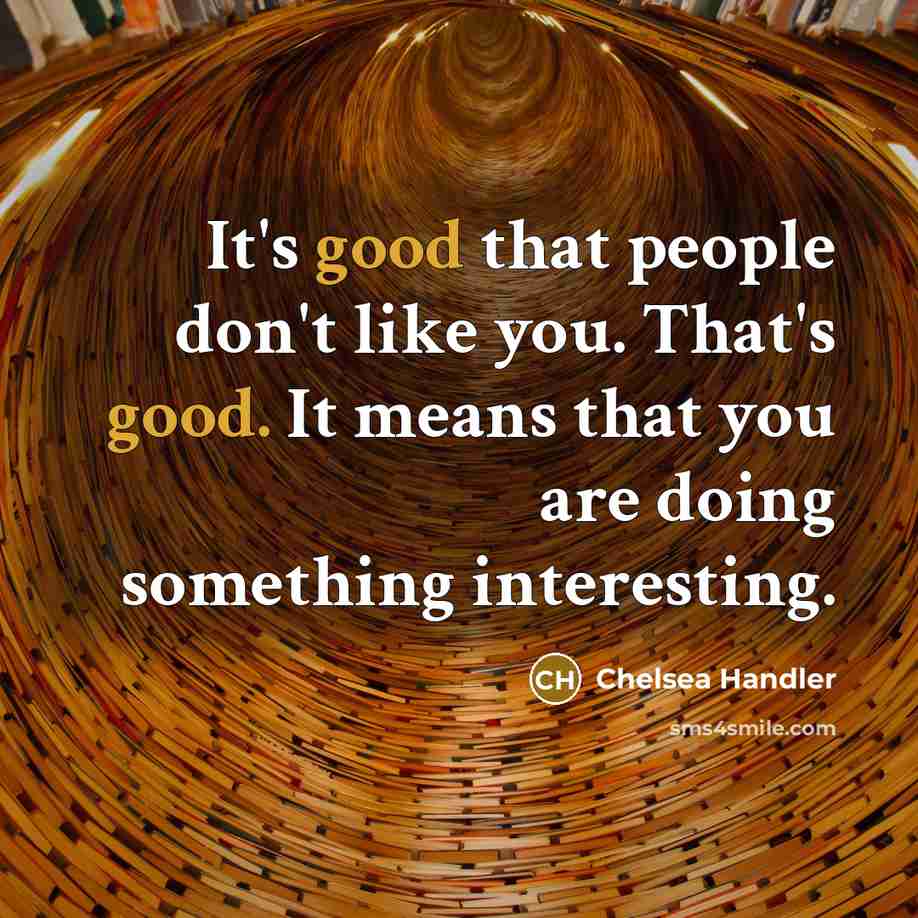 “It's good that people don't like you. That's good. It…” quote by Chelsea Handler