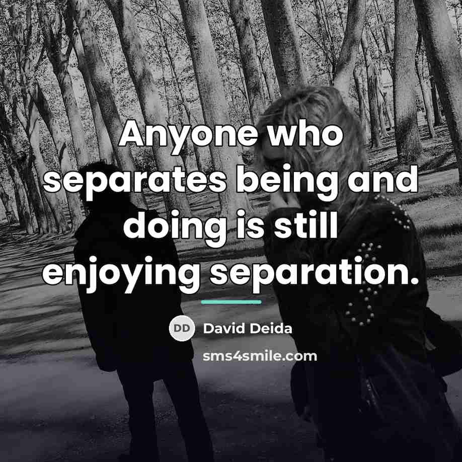 “Anyone who separates being and doing is still enjoying separation.…” quote by David Deida