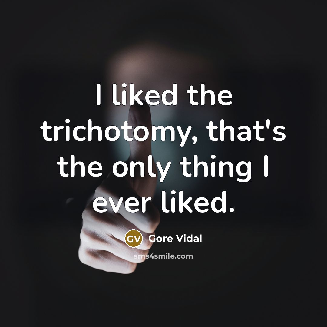 “I liked the trichotomy, that's the only thing I ever…” quote by Gore Vidal