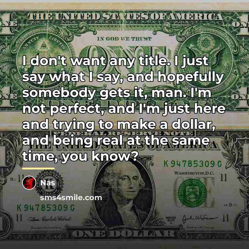 “I don't want any title. I just say what I…” quote by Nas