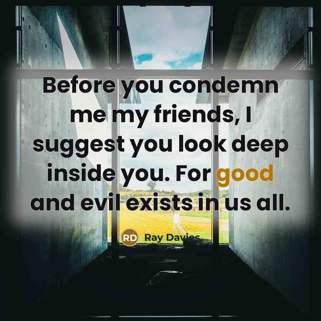 “Before you condemn me my friends, I suggest you look…” quote by Ray Davies