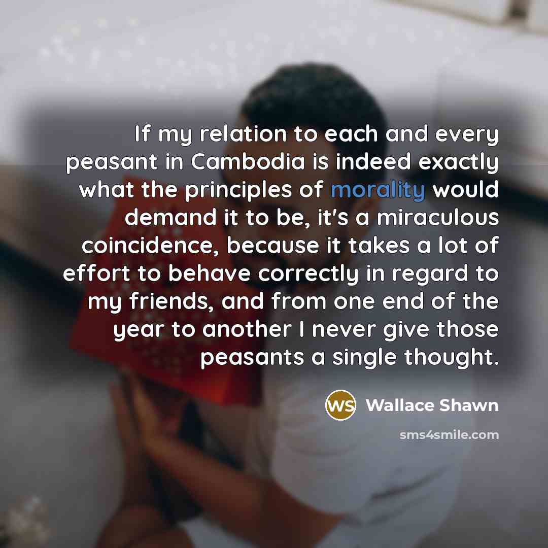 “If my relation to each and every peasant in Cambodia…” quote by Wallace Shawn