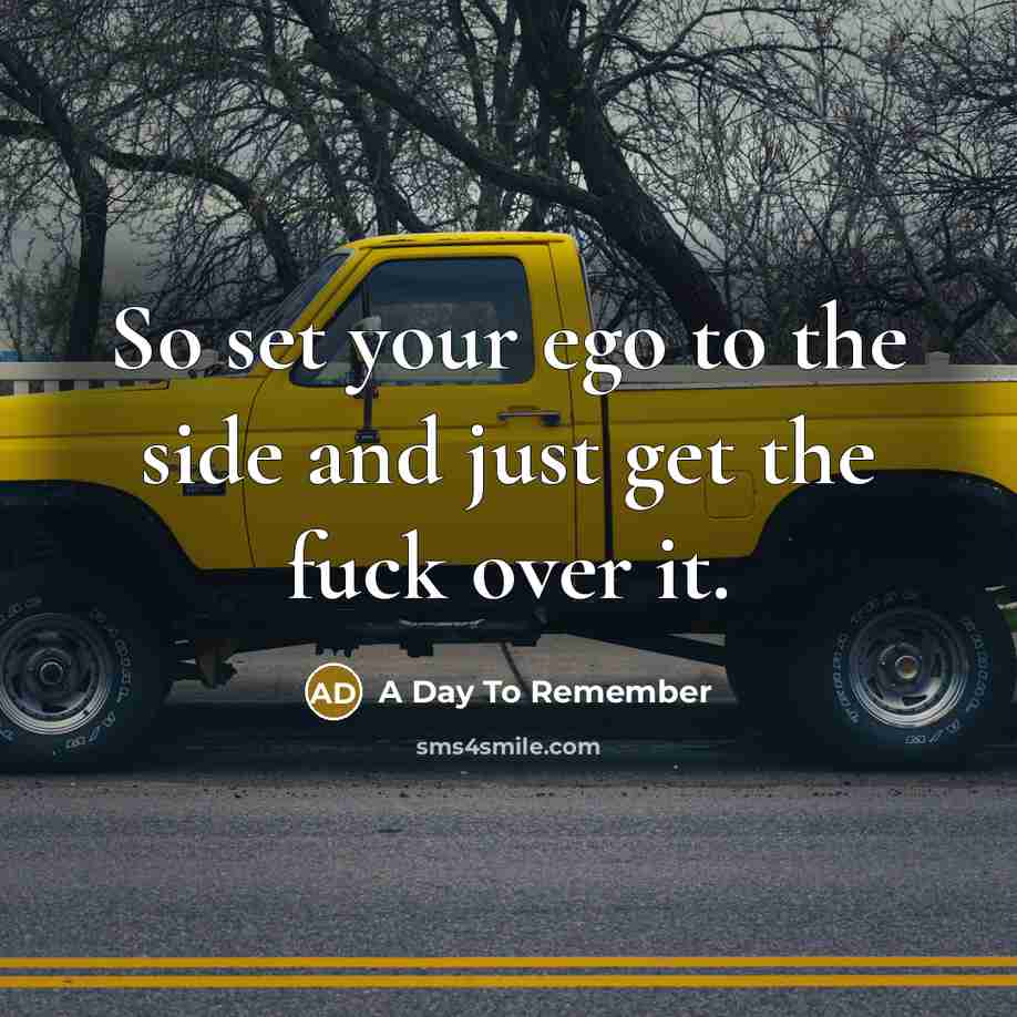 “So set your ego to the side and just get…” quote by A Day To Remember