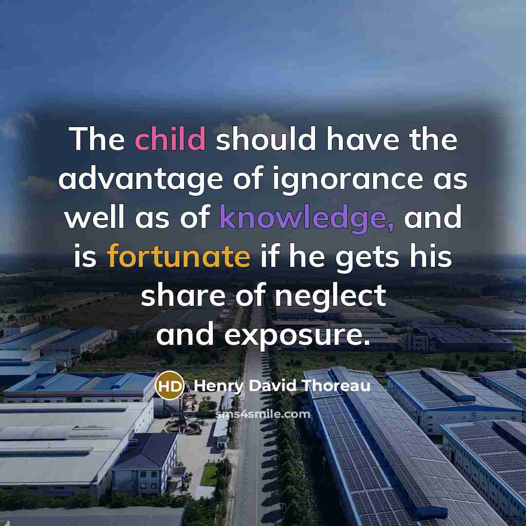 “The child should have the advantage of ignorance as well…” quote by Henry David Thoreau