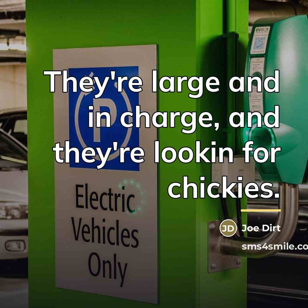 “They're large and in charge, and they're lookin for chickies.…” quote by Joe Dirt