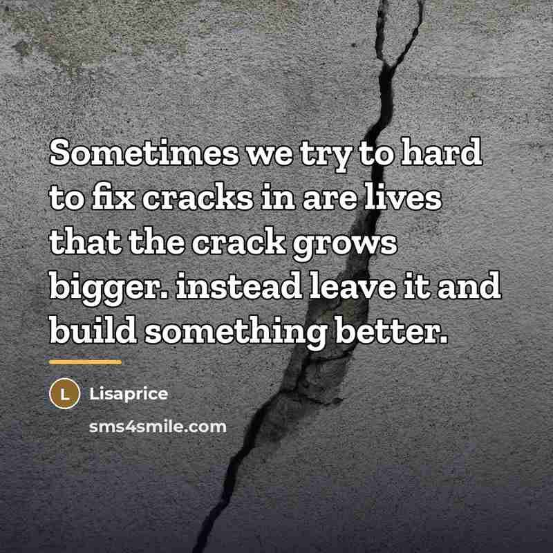 “Sometimes we try to hard to fix cracks in are…” quote by Lisaprice