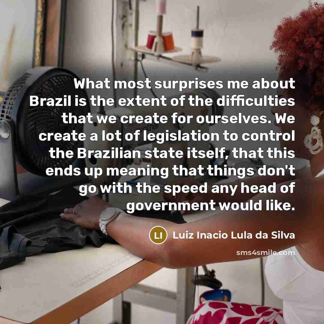 “What most surprises me about Brazil is the extent of…” quote by Luiz Inacio Lula da Silva