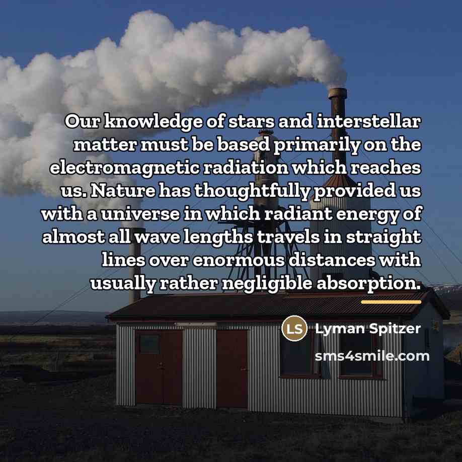“Our knowledge of stars and interstellar matter must be based…” quote by Lyman Spitzer