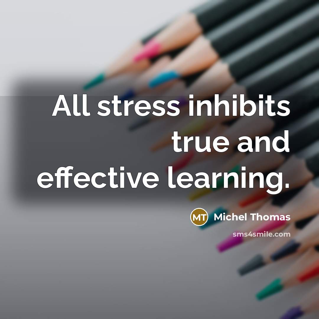 “All stress inhibits true and effective learning.…” quote by Michel Thomas