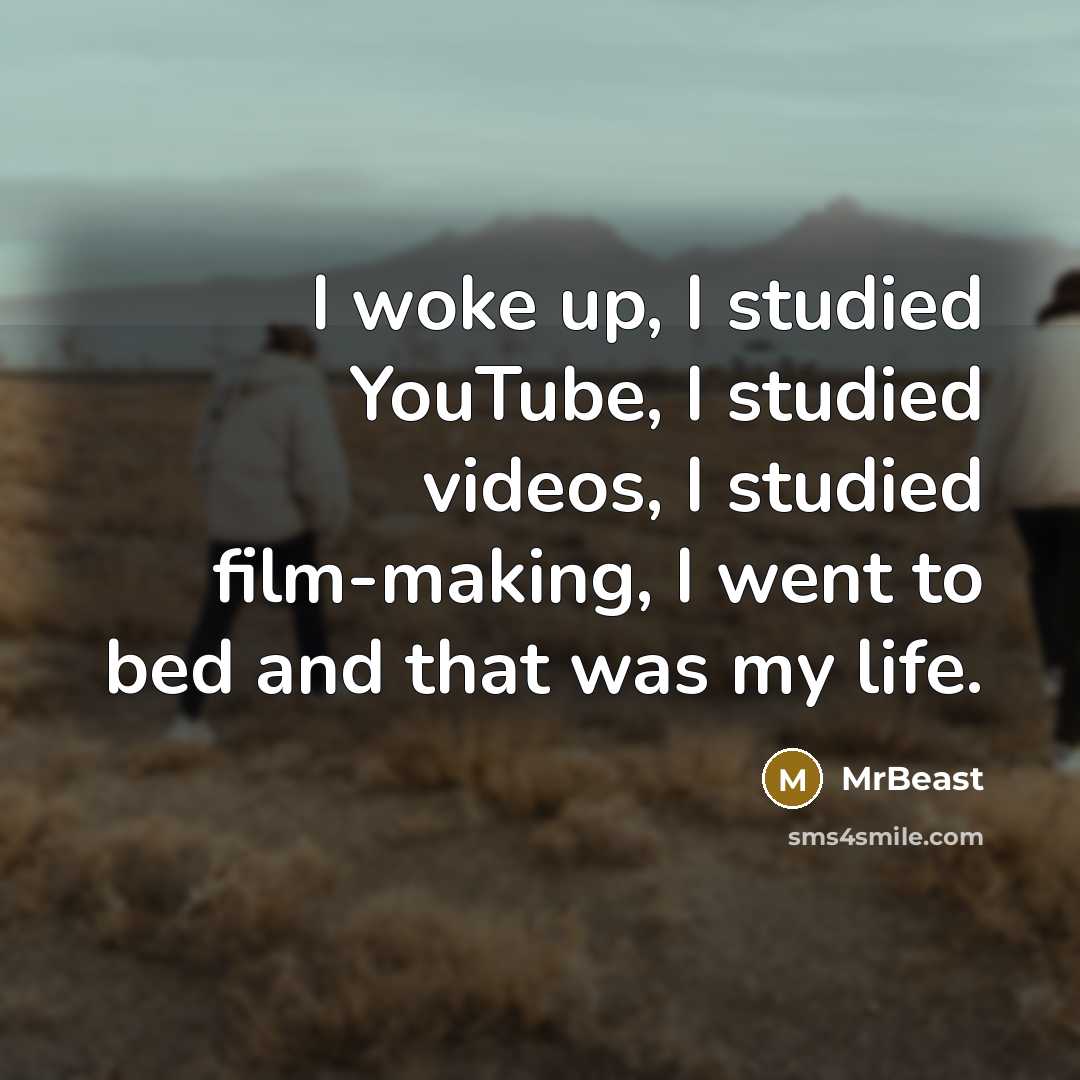 “I woke up, I studied YouTube, I studied videos, I…” quote by MrBeast