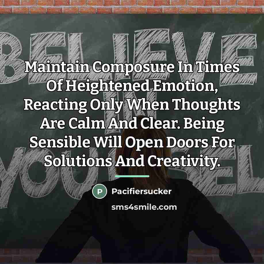 “Maintain Composure In Times Of Heightened Emotion, Reacting Only When…” quote by Pacifiersucker