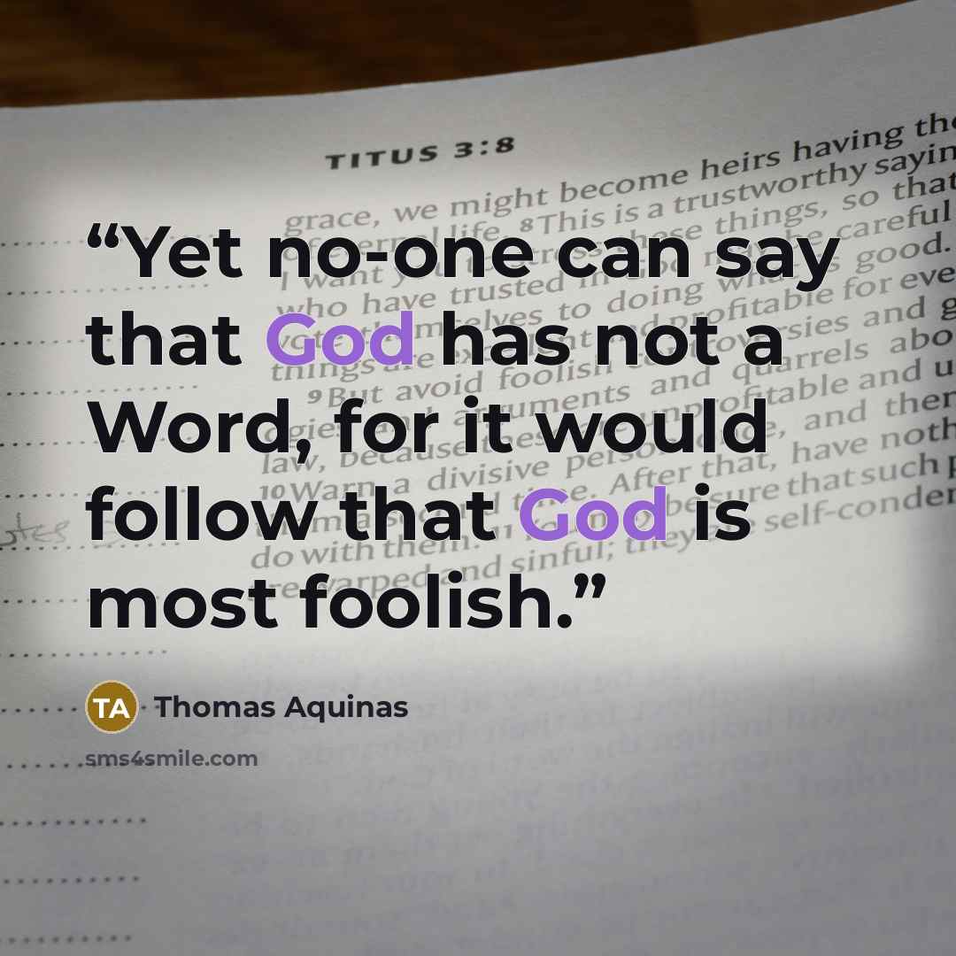 “Yet no-one can say that God has not a Word, for it would follow that God is most foolish.” quote by Thomas Aquinas