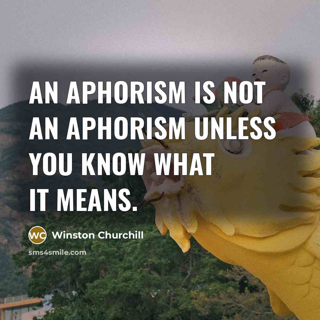 “An aphorism is not an aphorism unless you know what…” quote by Winston Churchill