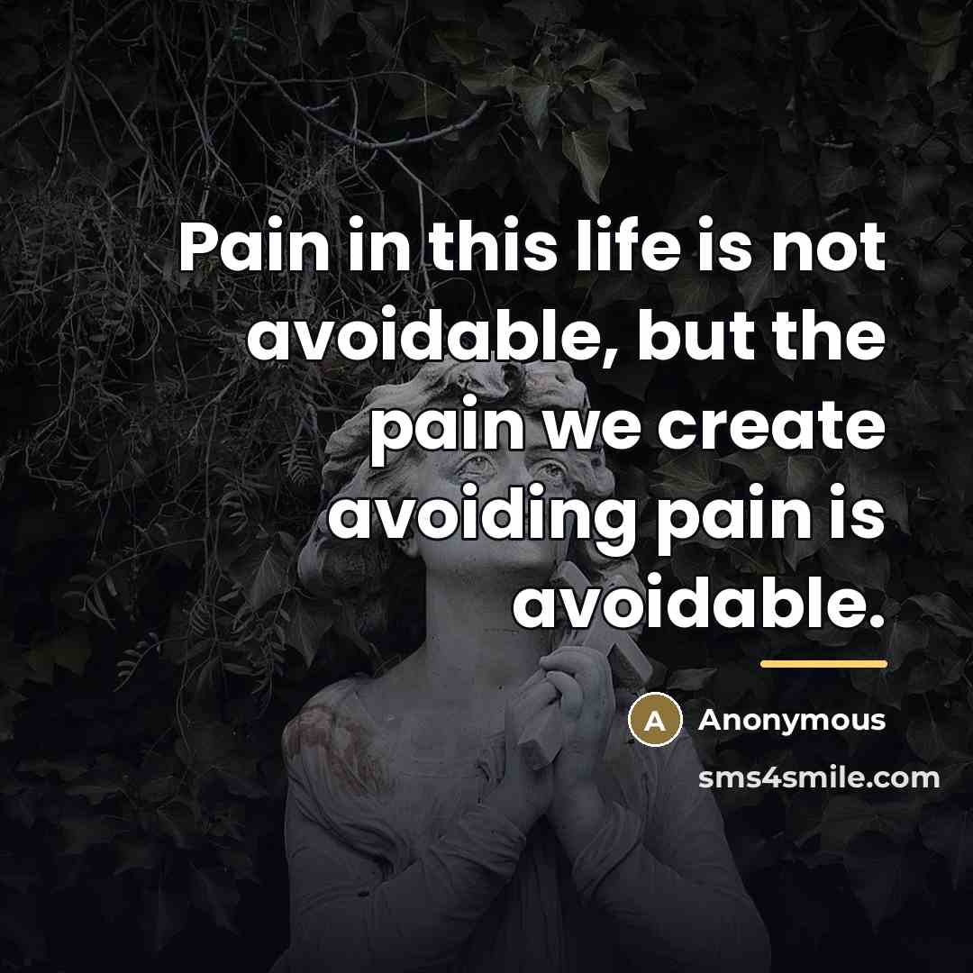 “Pain in this life is not avoidable, but the pain…” quote by Anonymous