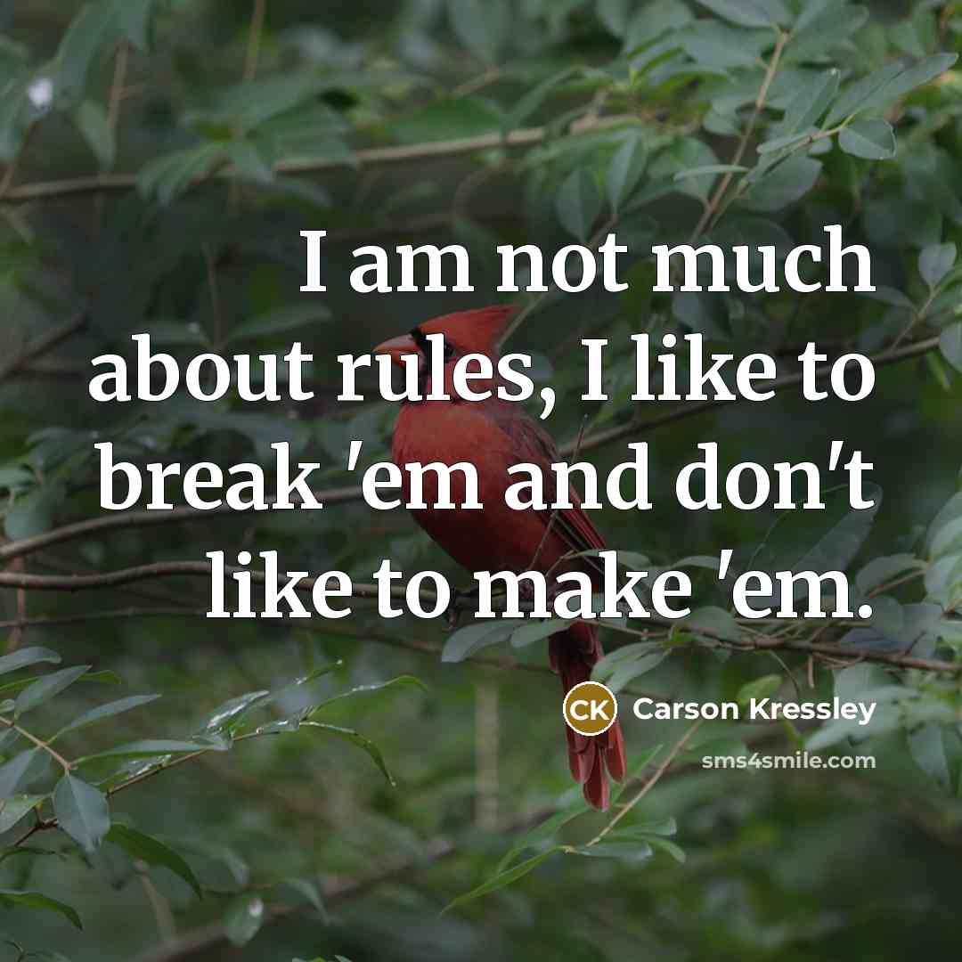 “I am not much about rules, I like to break…” quote by Carson Kressley