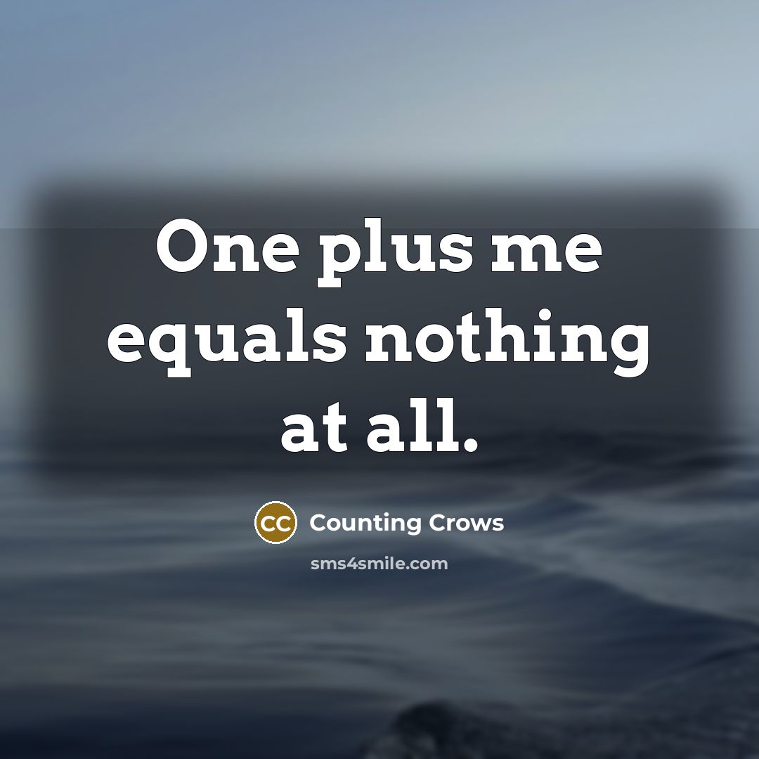 “One plus me equals nothing at all.” quote by Counting Crows